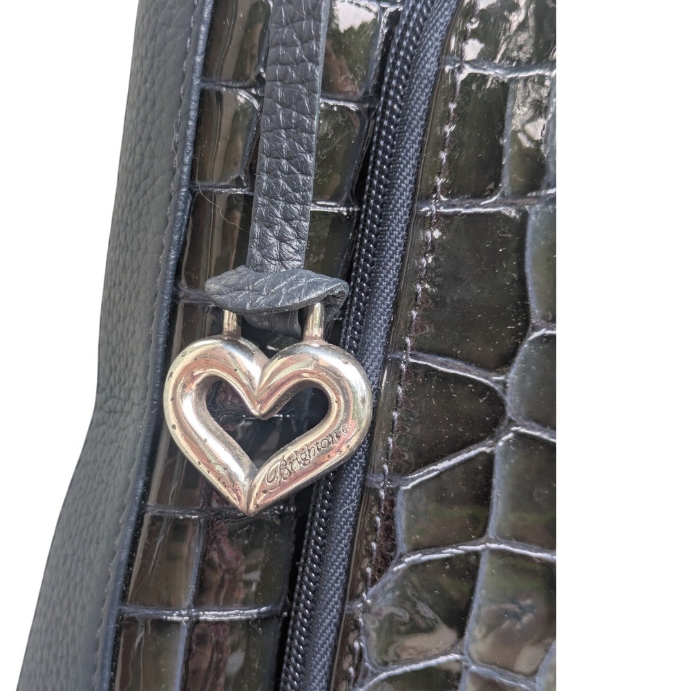 Brighton Navy Blue Croc Embossed Leather Crossbody Organizer Bag D888069 - Picture 3 of 9